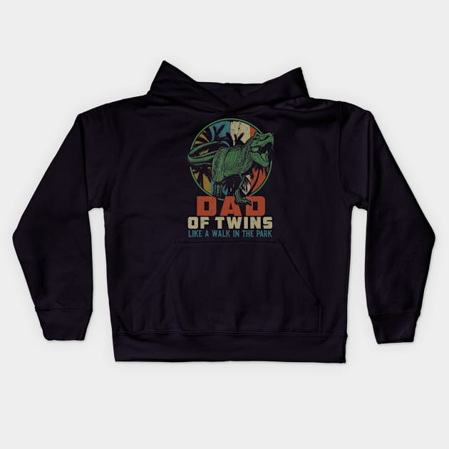 Mens Dad of Twins is a Walk in the Park Shirt Dinosaurs Papa Kids Hoodie by mohammadrezaabolghase